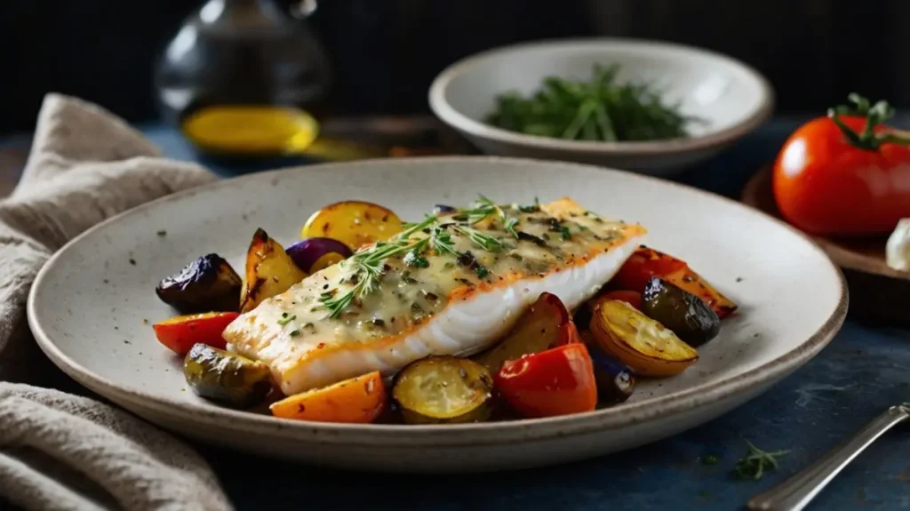 Baked Haddock with Roasted Vegetables