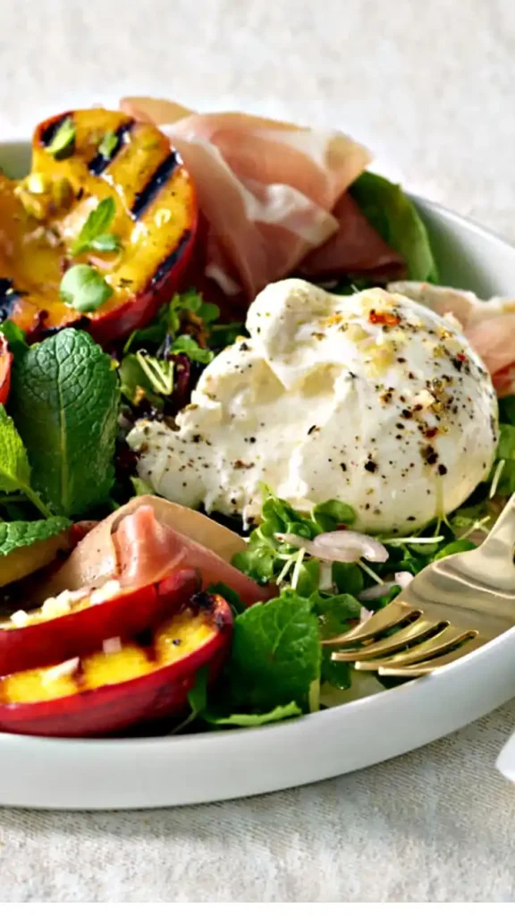 Grilled Peach & Burrata Salad