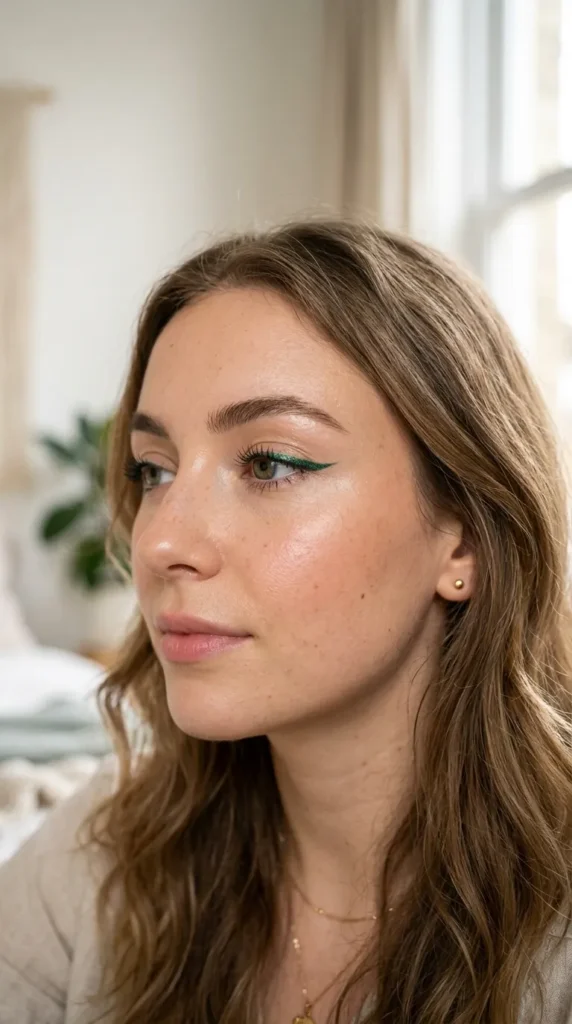 Minimal Emerald Accent Makeup