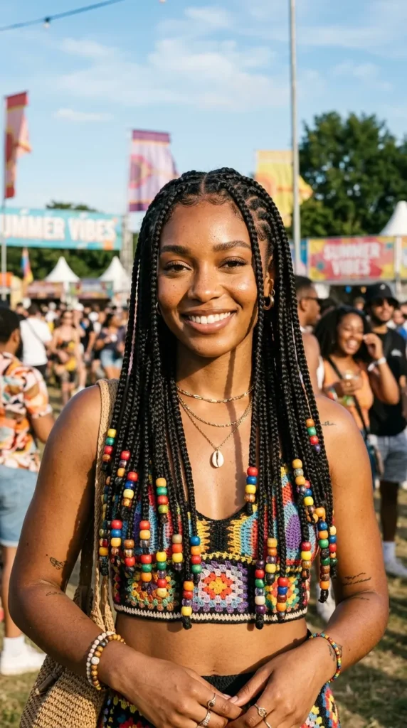 Box Braids with Beads