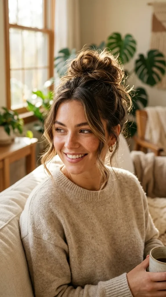 Messy Bun with Face Framing Strands