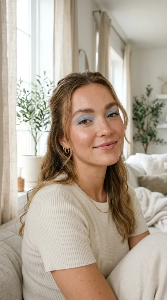 Soft Blue No Makeup Makeup